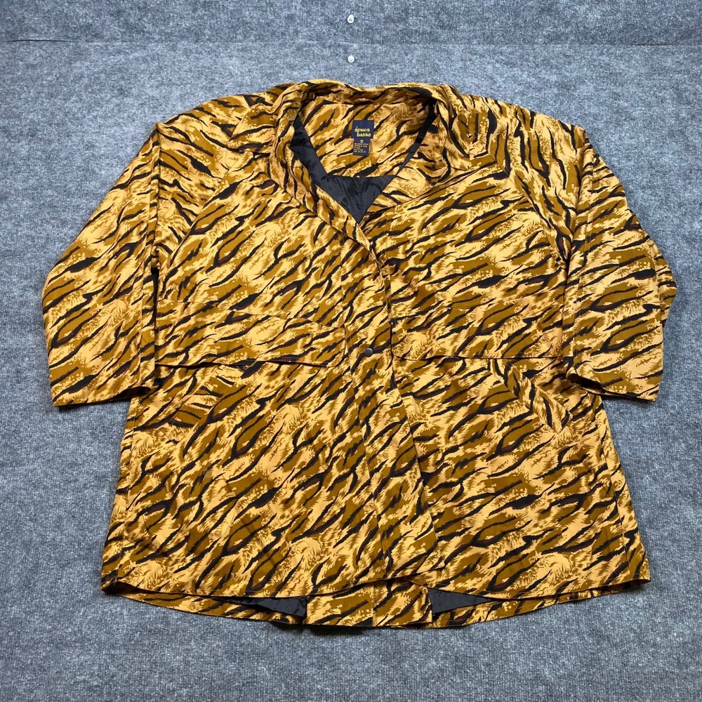 Dennis Basso Animal Print Utility Jacket Gold Black Tiger Stripe Plus Size 2X